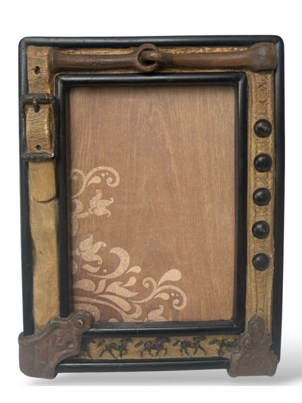 Horses Western Frame 5x7 Photo Equestrian Rustic Resin by UDC 90s